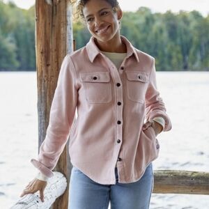 L.L. Bean Women's Light Pink Button-Front Utility Shacket